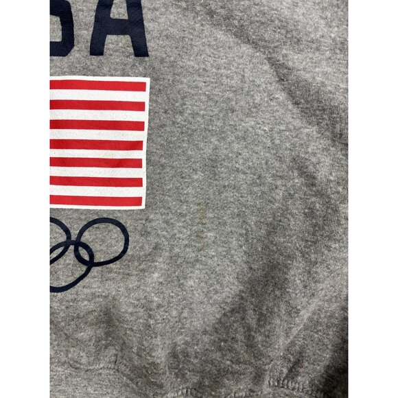 Team USA Sweatshirt Womens XL Gray Olympic Flag Cropped Fleece Crewneck Pullover - Picture 6 of 8